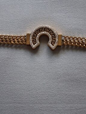 Stainless Steel Horseshoe Chain Bracelet with Crystals Accent